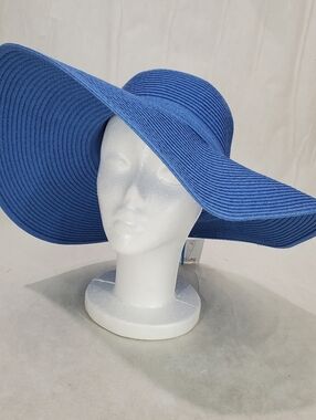 BRAND NEW WITH TAGS BLUE BEACH HAT FLOPPY ADJUSTABLE PACKABLE UPF 50+ NWT